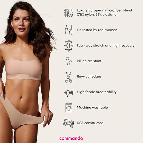 commando - Classic Solid Thong (3-pack) | Seamless No Show Thong | Comfortable, Lay-Flat Edges | Machine Washable