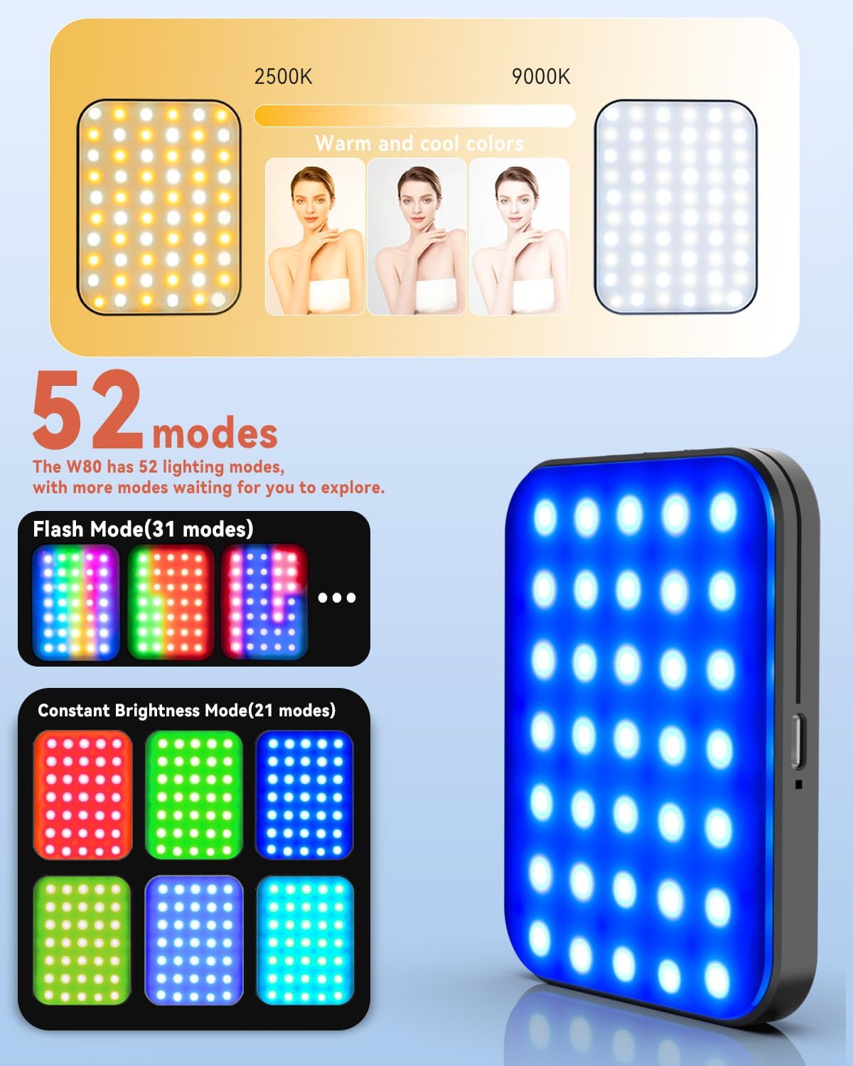 Portable Selfie Light for iPhone: Rechargeable Phone Fill Lights, Ring Light for Camera Picture, Makeup Photo, Video Conferences, Laptop Use, Zoom Meetings, TikTok, Vlog Photography Magnetic RGB