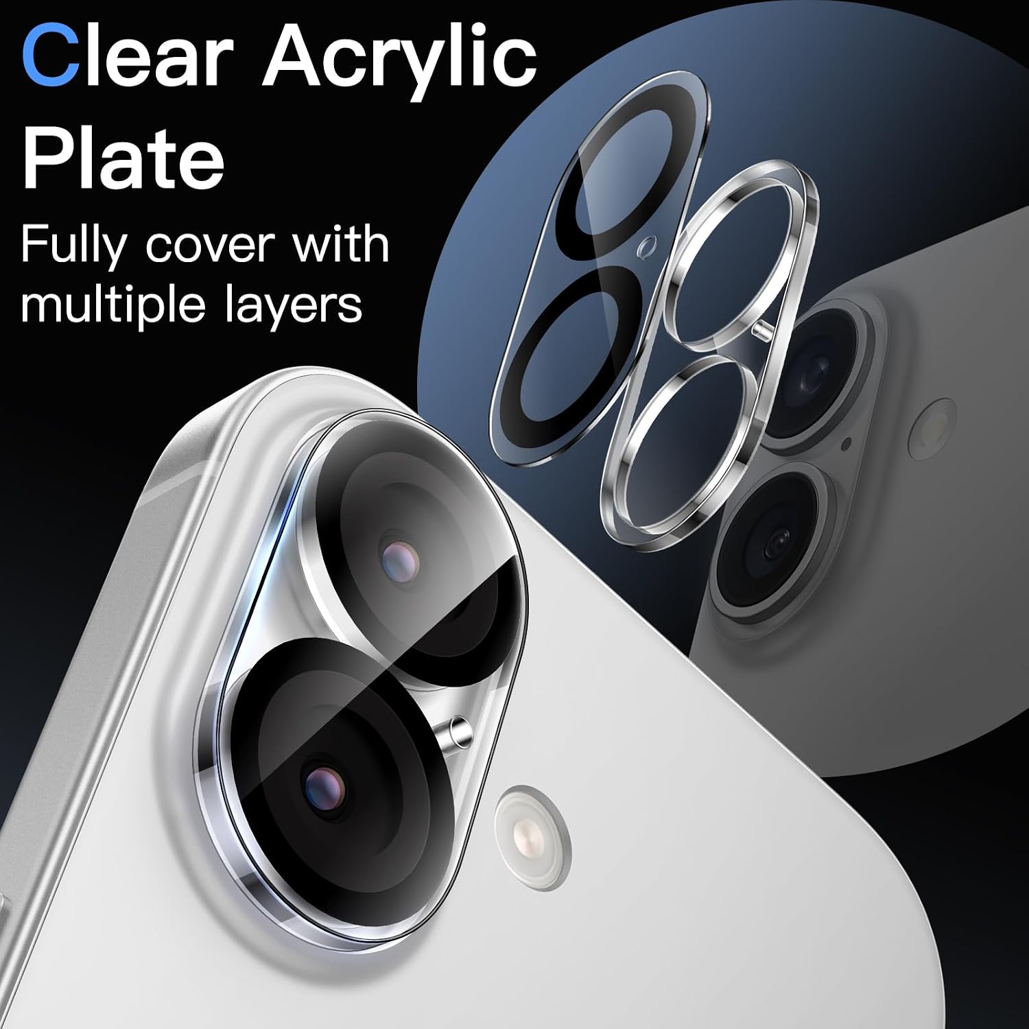 JETech Camera Lens Protector for iPhone 17, Clear, 3-Pack