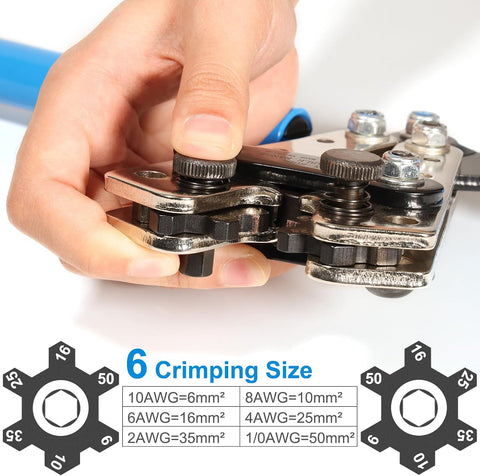 Solsop Battery Cable Crimper Tool for AWG 10, 8, 6, 4, 2, 1/0 Gauge