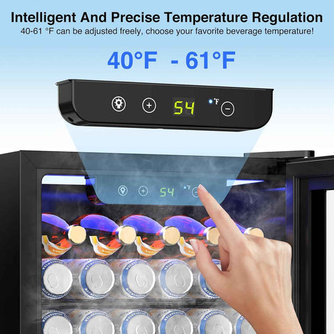 Kismile Beverage 36L Refrigerator Cooler Mini Fridge,1.3 Cu.Ft Drink Fridge for 12 Bottle 50 Can with Quiet Compressor,LED Light,Electronic Temperature Control for Home/Bar/Office