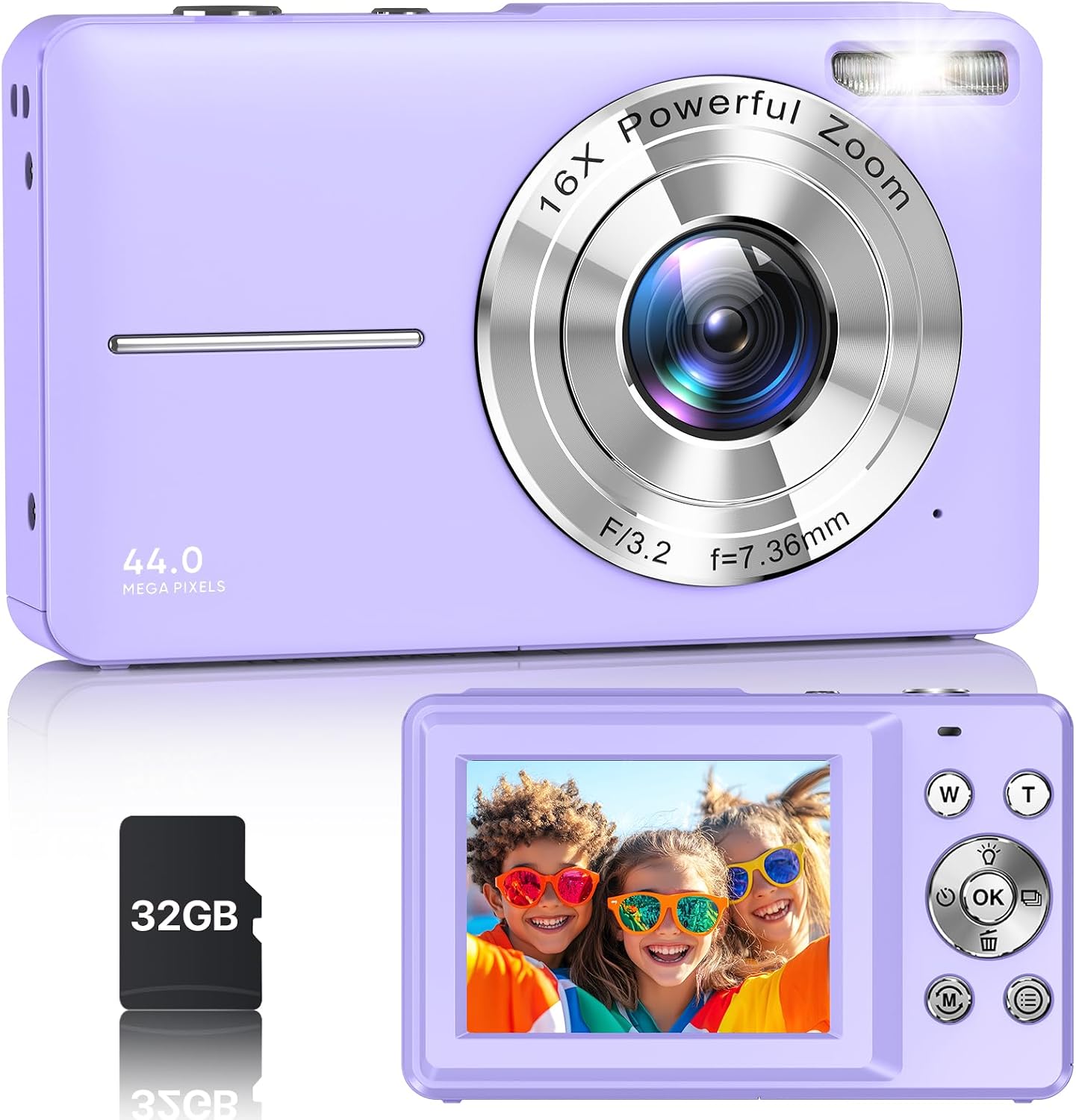 Digital Camera, Latest FHD 1080P Digital Camera for Teens with SD Card Anti Shake Point and Shoot Cameras Portable 16X Zoom Compact Small Cameras for Kids Boys Girls Seniors with Wrist Strap