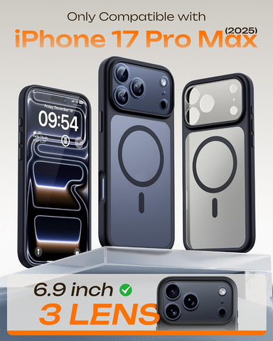TOCOL for iPhone 17 Pro Max Case, Compatible with MagSafe, Black