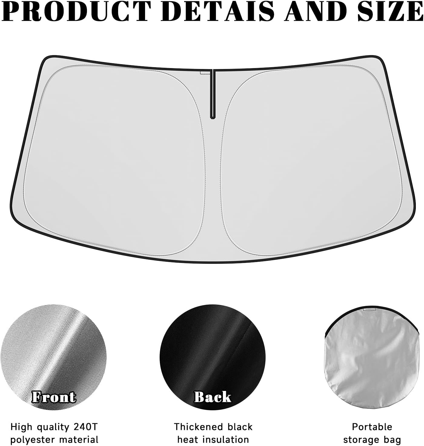 Car Windshield Sun Shade for Chevy 2015-2020 Tahoe Accessories (OEM Design) Reflective Foldable Heat Insulation Sunshade for Ultimate Protection