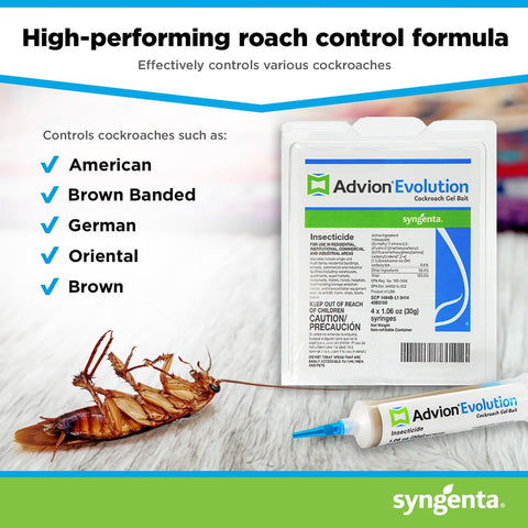 Syngenta - 61596 Evolution Cockroach Gel Bait, Size: 4 x 1.06 oz (30g), Various