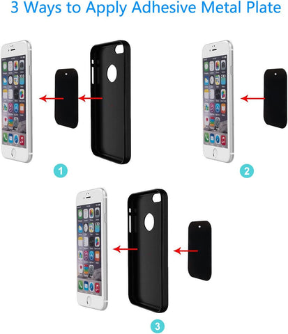 DSTELIN Universal Metal Plate 8 Pack for Magnetic Phone Car Mount Holder Cradle with Adhesive (Compatible with Magnetic Mounts) - 4 Rectangle and 4 Round, Black