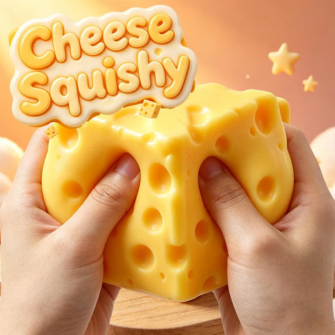 Cheese Squishy Stress Relief Original Sensory Food Squishy Stress Relief Fidget Toy Stress Balls for Adults (Yellow-2PCS)