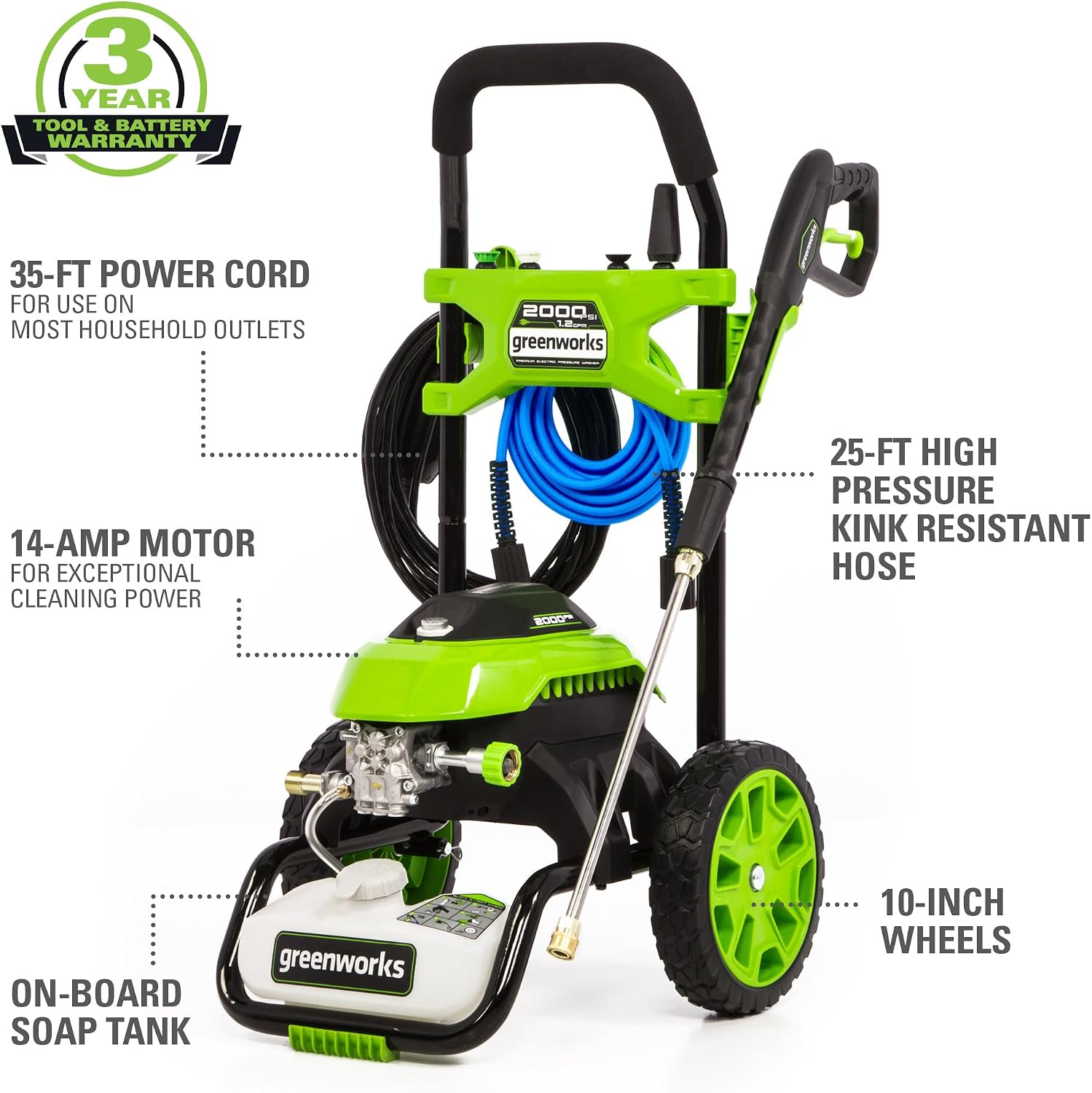 Greenworks 2000 PSI (1.2 GPM) Electric Pressure Washer
