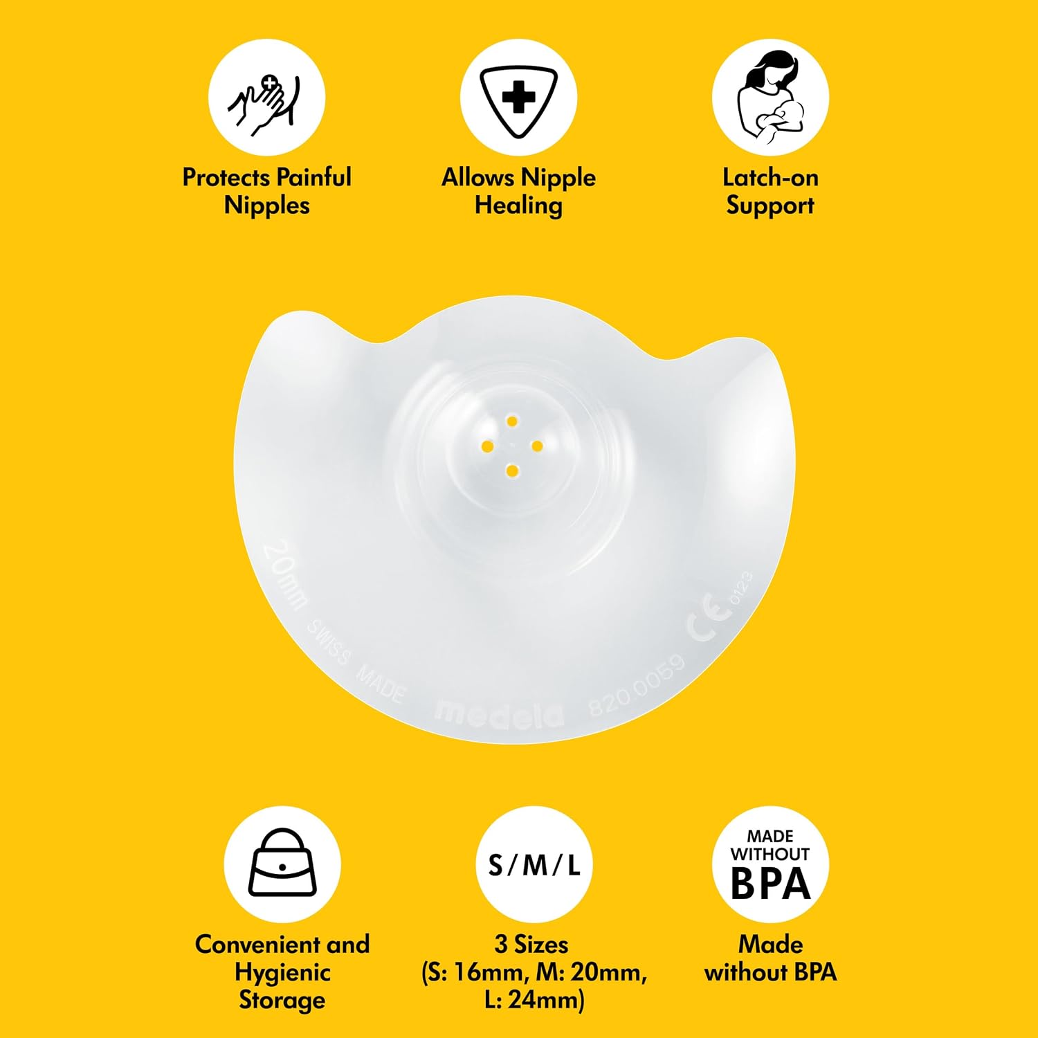 Medela Contact Nipple Shield for Breastfeeding | Medium Size (24mm) | 1Ct