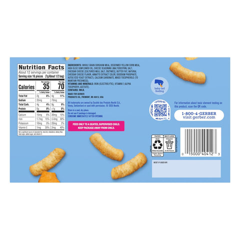Gerber Crunchies To Go Mild Cheddar Snack, 0.5 Oz, 6 Pack