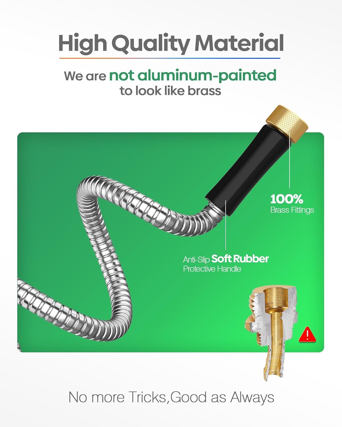 Short Metal Garden Hose 1 ft Connector, Stainless Steel Small Hose Extension Adapter for Hose Reel, Long, Flexible, Lightweight & Heavy Duty Water Pipe, No Kinking Outdoor Water Hose for Yard, 1 Foot