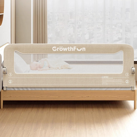 Foldable Bed Rail for Toddlers, 75in Reinforced Carbon Steel Frame&Connectors, Breathable Cationic Fabric - Safety Toddler Bed Rails for Queen, King, Twin, Full, No-Tool Setup.