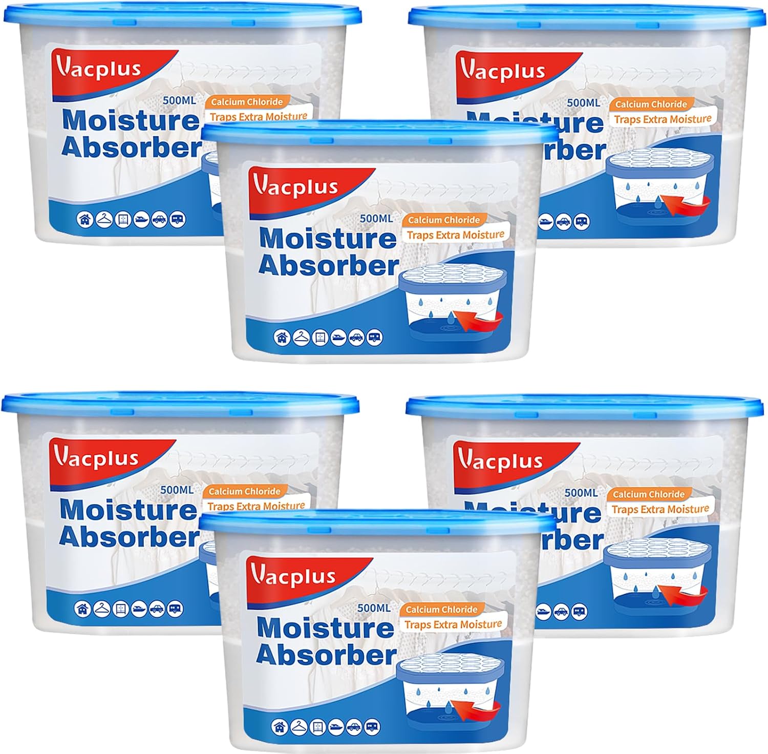 Vacplus Moisture Absorber, 3 Pack, Strong Absorption, Charcoal
