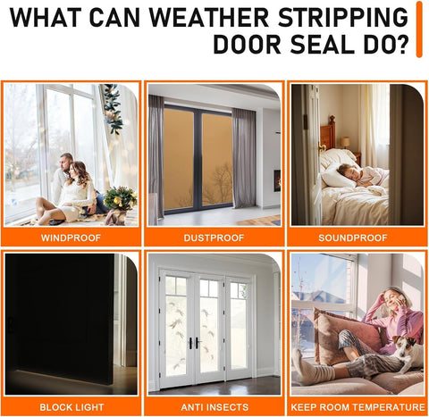 Brown Rubber Weather Stripping Door Seal Strip, D Shape Door Weather Seal Strip, Self-Adhesive Soundproofing Frame Insulation Tape for Doors Frame/Window Seal,Blocks Cold Drafts Noise