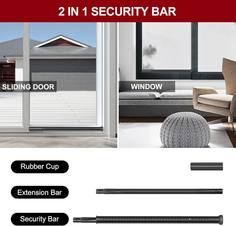 AceMining 2 Pack Sliding Door Security Bar, Patio Door Lock, 20-50 in
