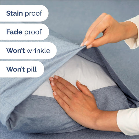 Full Size 4 Piece Sheet Set - Breathable & Cooling Sheets - Heathered Blue