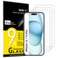 NEW'C [3 Pack Designed for iPhone 15/15 Pro (6.1 Inch) Screen Protector Tempered Glass,Case Friendly Ultra Resistant