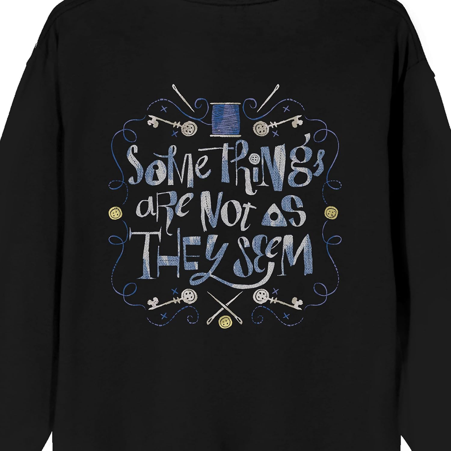 Coraline All Will Be Swell Crew Neck Long Sleeve White Adult Sweatshirt