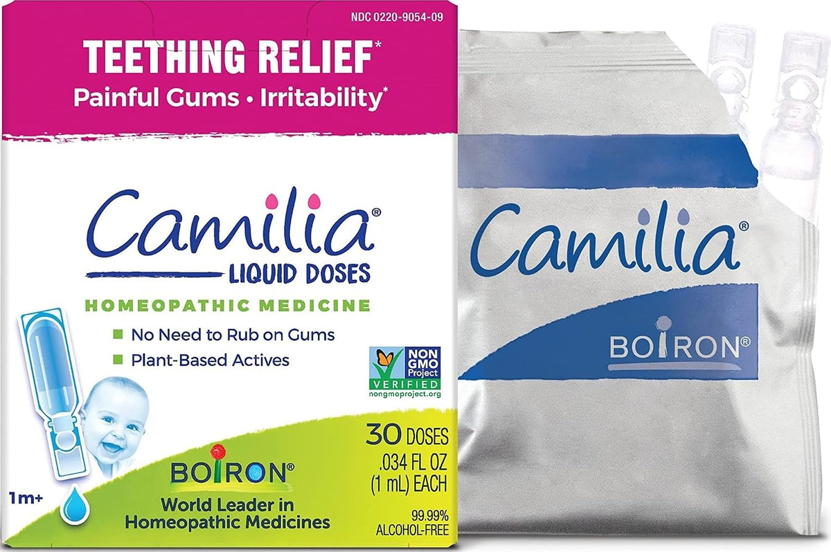 Boiron Camilia Teething Drops for Daytime and Nighttime Relief of Painful or Swollen Gums and Irritability in Babies - 30 Count