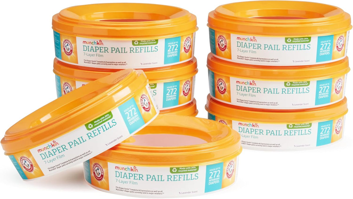 Munchkin Arm & Hammer Diaper Pail Refills, Lavender, 8 Pack
