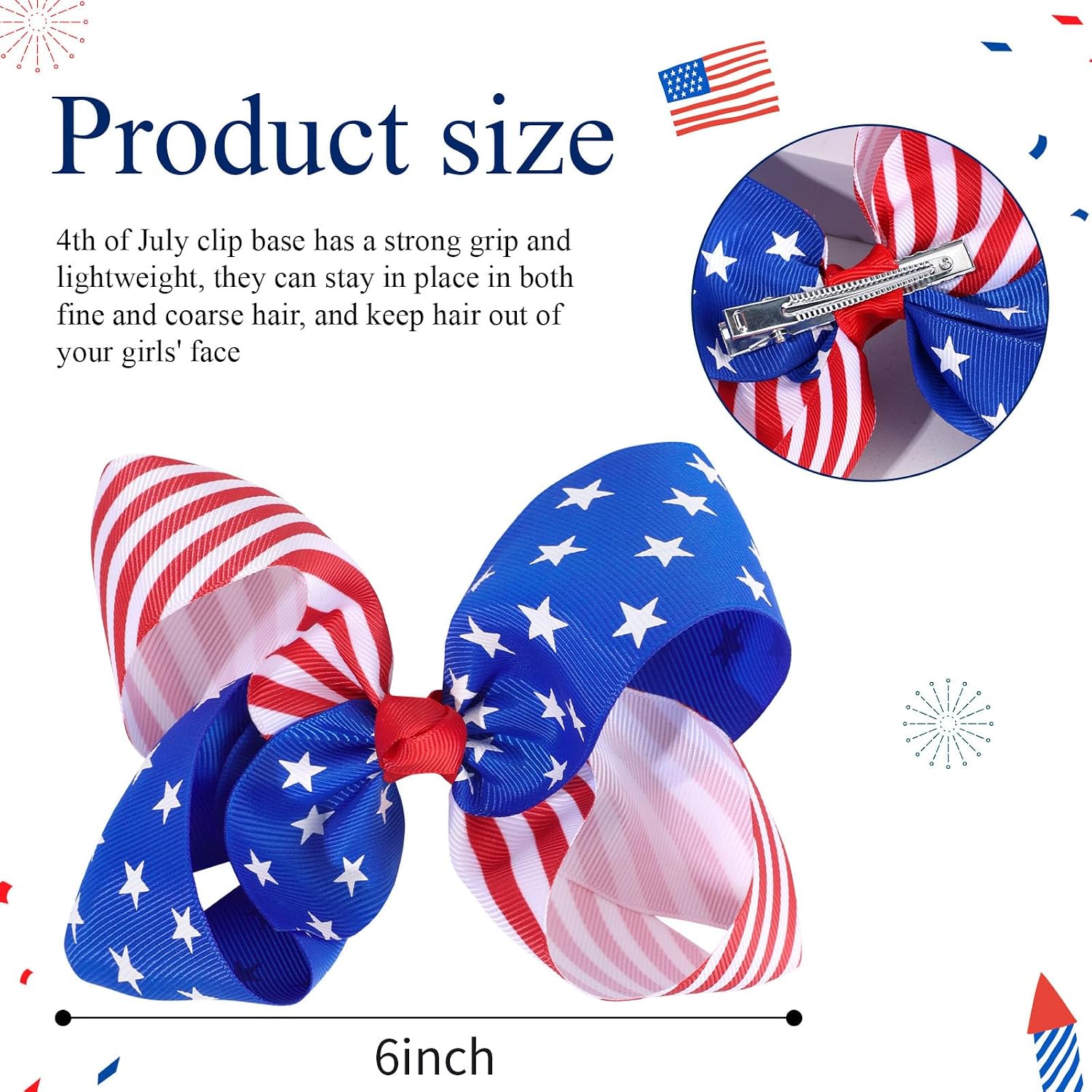 Oaoleer 2PCS 4th of July Hair Bows for Girls, Red White Blue Bows