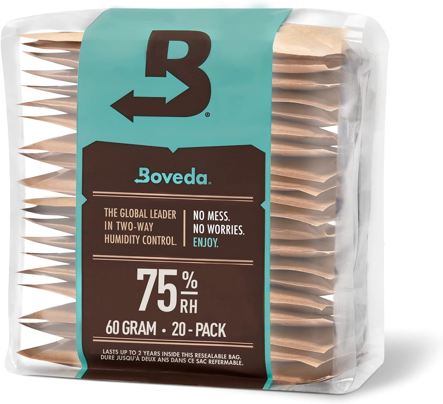 Boveda 75% Humidity Control Packs, Size 60, 20-Pack – Extremely Dry Climate