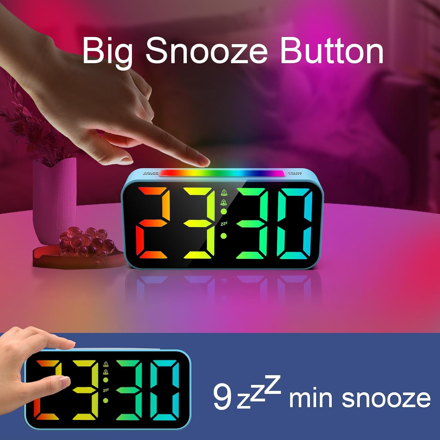 Topski Loud Alarm Clocks for Bedrooms Heavy Sleepers, Digital Clock with Night Light, Large Display, Dual Alarm, Snooze, Dimmable Bedside Alarm Clock for Kids Teens Boys Girls