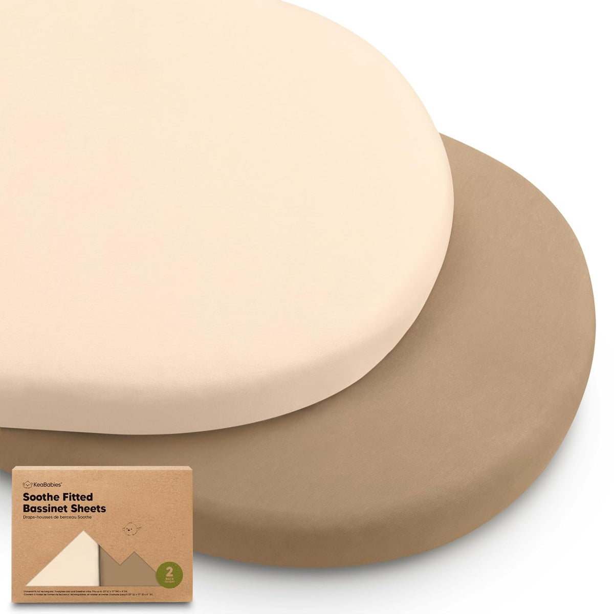 2pk Organic Baby Bassinet Sheets Boys, Girls, Fitted Sheet (Pecan)