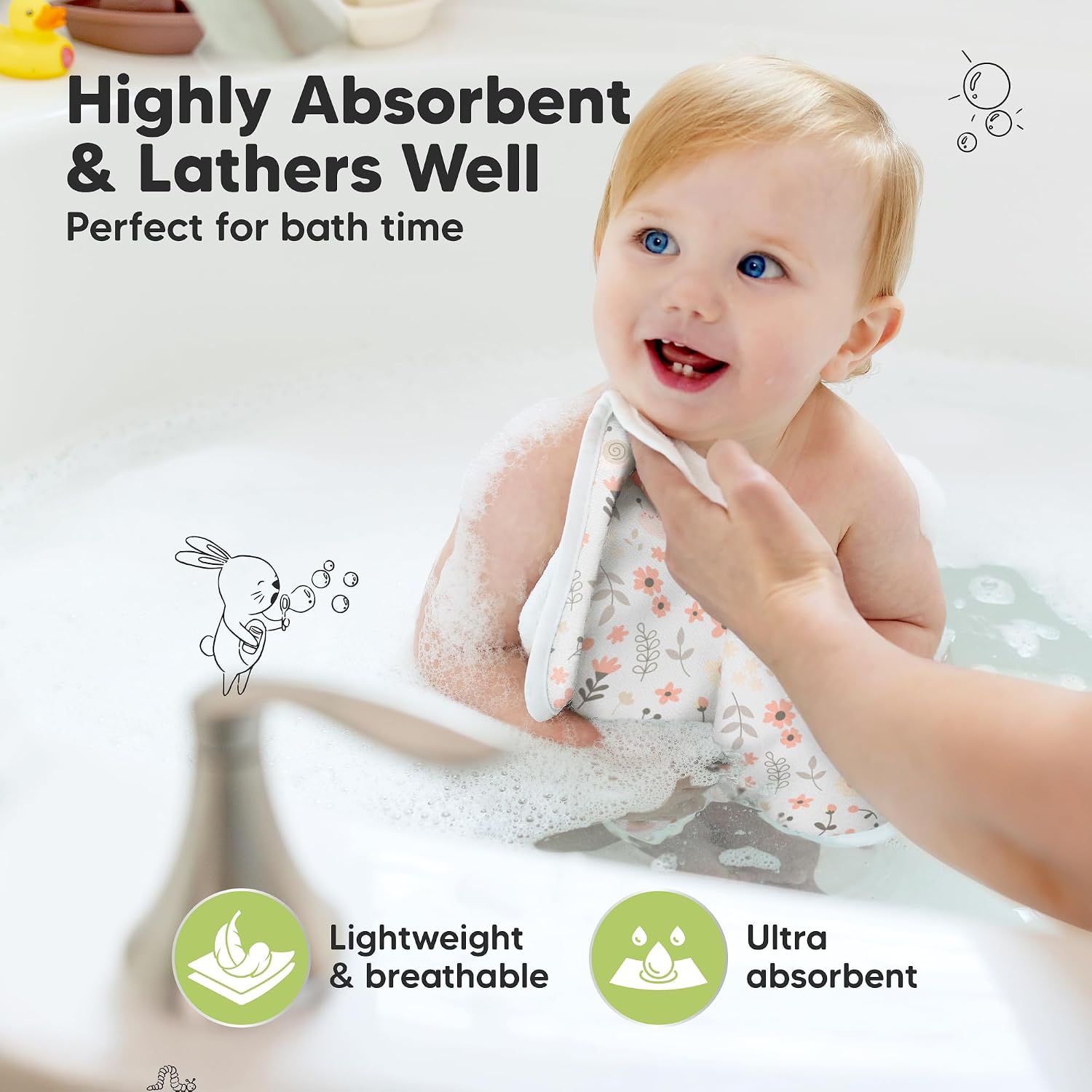 6pk Cotton Baby Washcloths for Newborn Organic Cotton Muslin (Sweet Charm)
