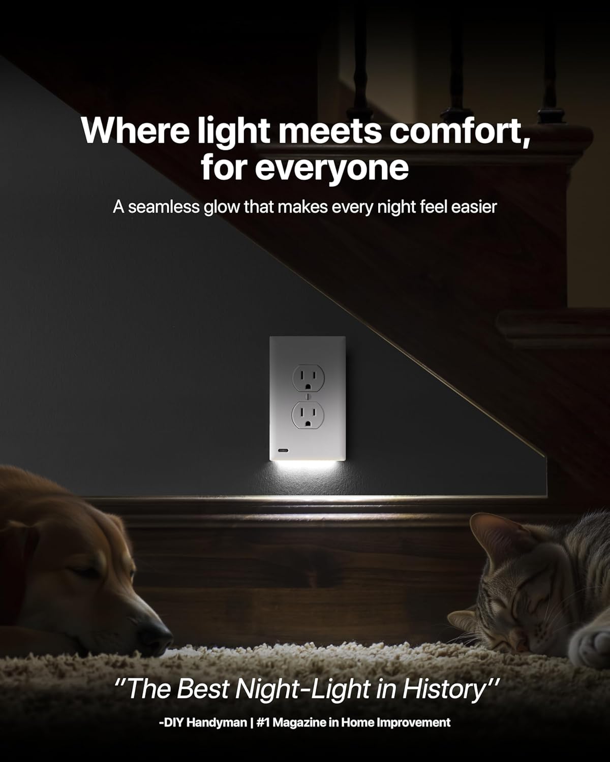 2 Pack - SnapPower GuideLight [for Standard Decor, Not GFCI outlets] - Night Light - Electrical Outlet Wall Plate with LED Night Lights - Automatic On/Off Sensor - (Décor, White)