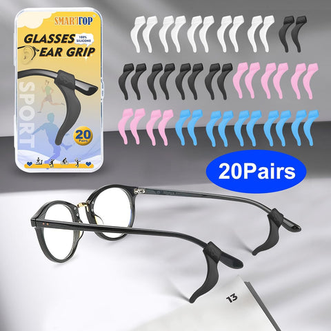 SMARTTOP Eyeglass Ear Grip - 18 Pairs Soft Comfortable Anti-slip Holder, Silicone Ear Hook, Eye glass Temple Tips Sleeve Retainer for Sports Glasses, Sunglasses Presbyopia Reading Glasses