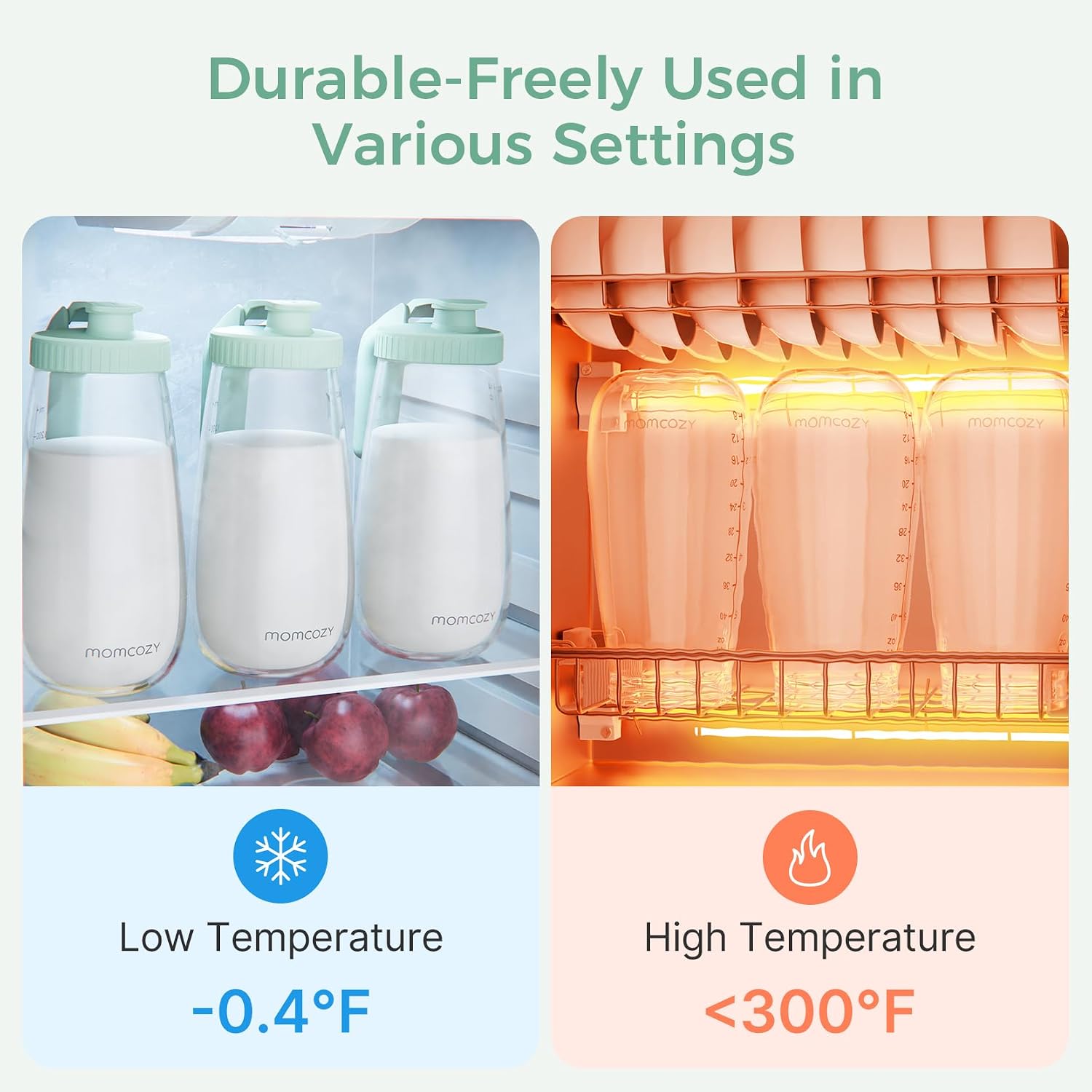 Momcozy Breast Milk Pitcher, Glass Storage Container Wide Mouth, 48oz 1pc