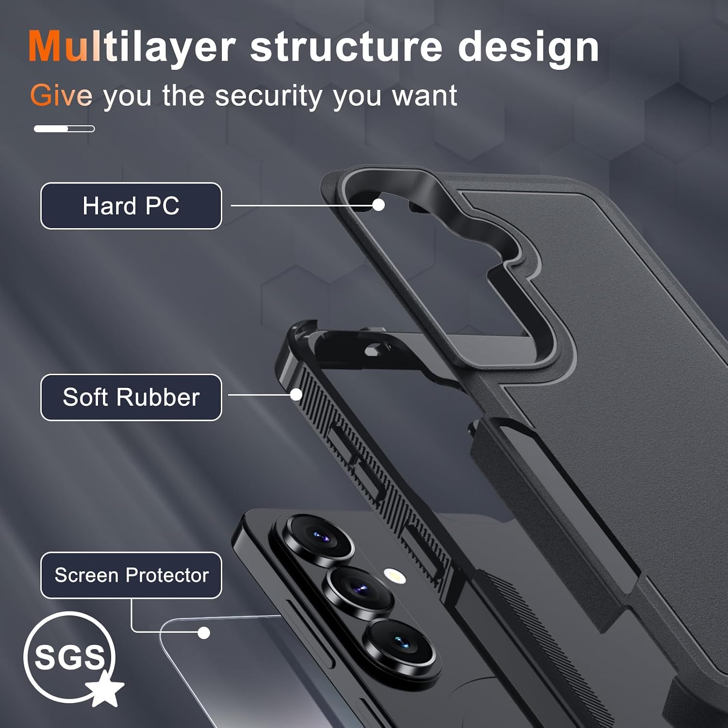 Case for Samsung Galaxy A37 5G Phone with Screen Protector,Black Matte