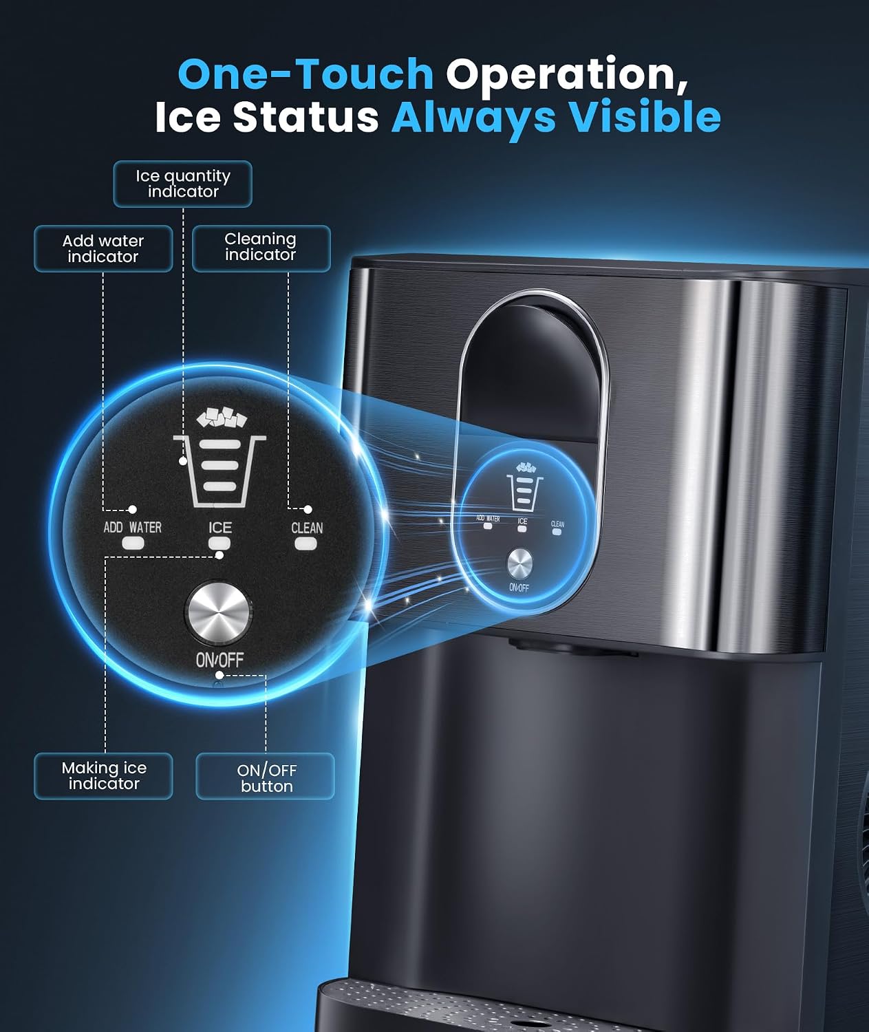 Nugget Ice Maker Countertop, 44lbs/24H Crushed Ice Machine