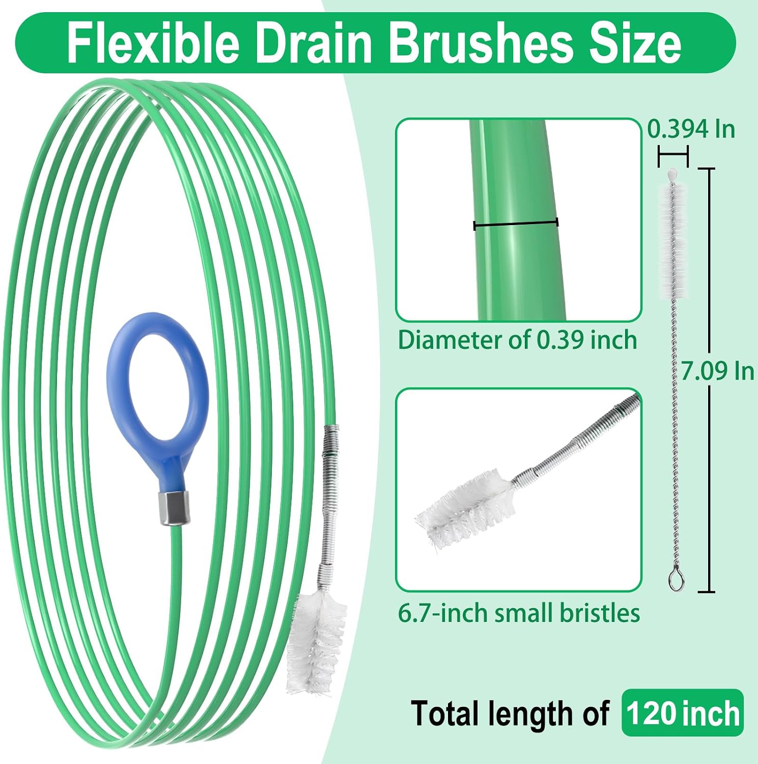 Auto Sunroof Drain Cleaning Tool, 120 Inch Flexible Tube Cleaning Brush