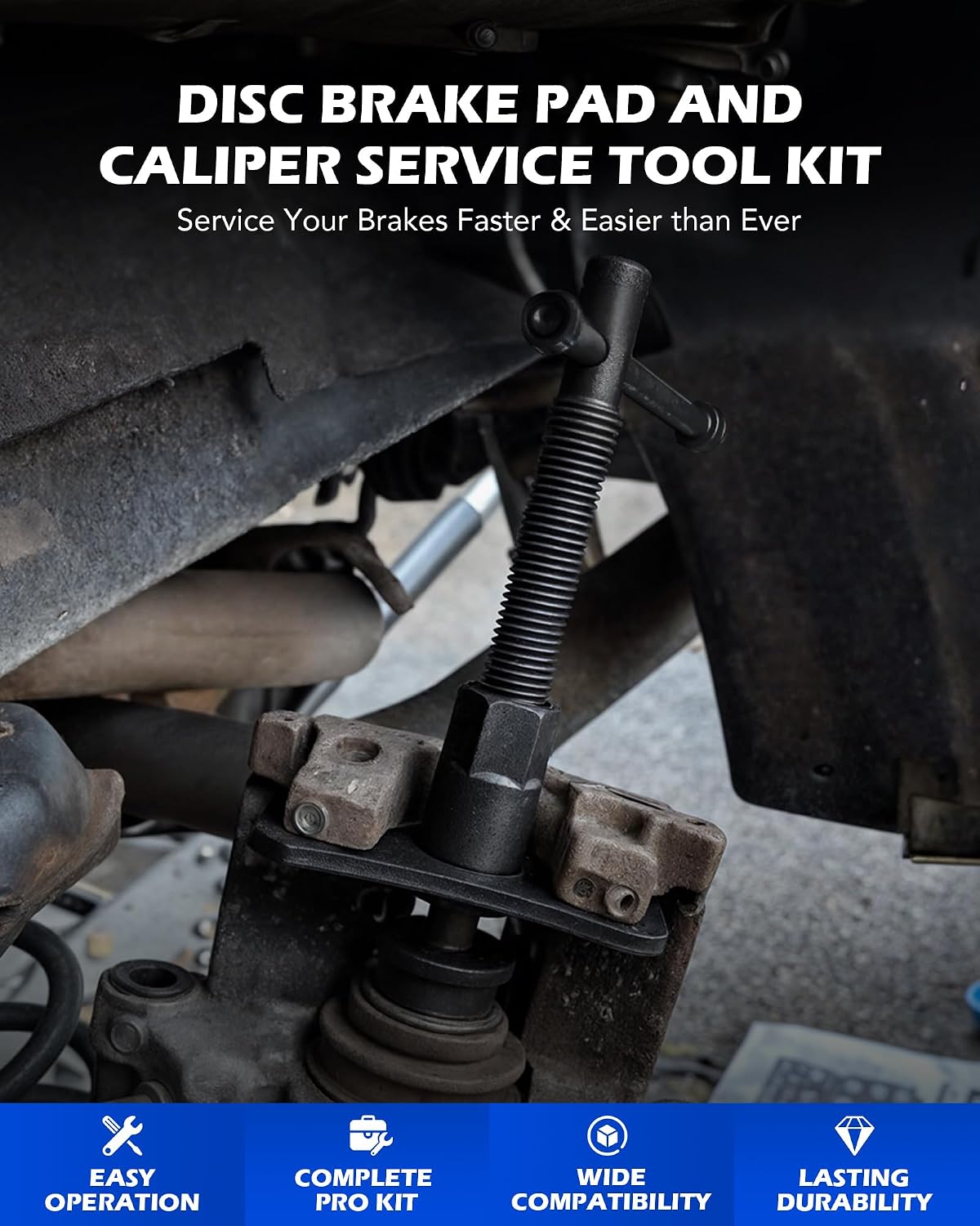 OMT 24pc Brake Caliper Compression Tool with Adapters & Hangers, Blackened