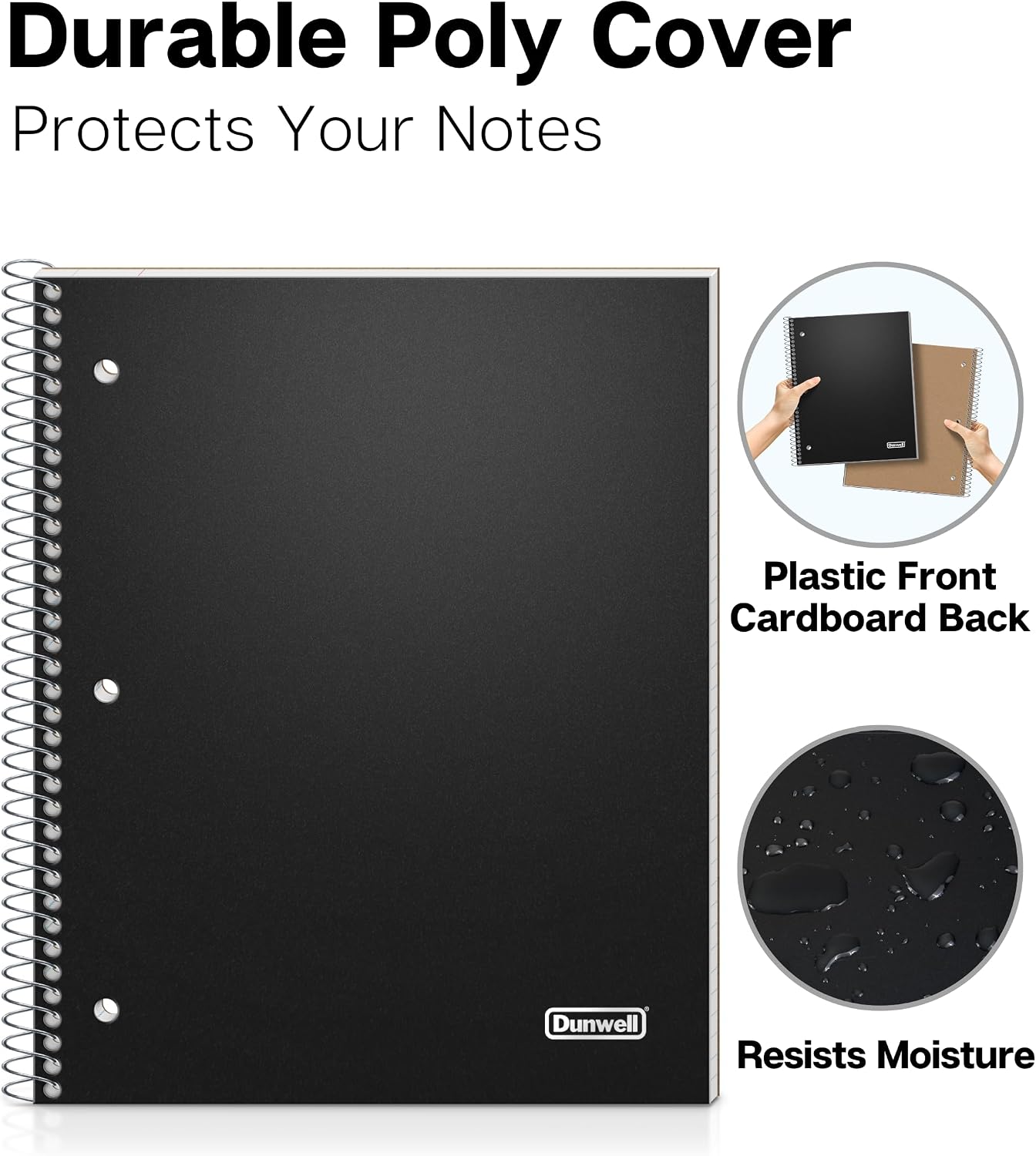 Dunwell 1-Subject College Ruled Spiral Notebook 8.5x11, 100 Sheets, Black