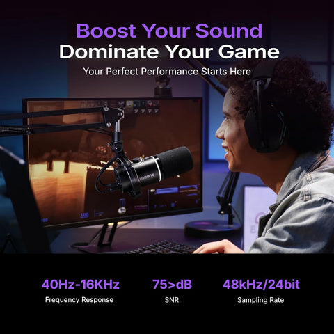 MAONO PD200XS XLR/USB Dynamic Microphone Kit, RGB Gaming Mic with Software