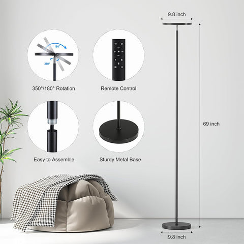 SUNMORY Floor Lamps for Living Room，LED Standing Lamp with Remote Control