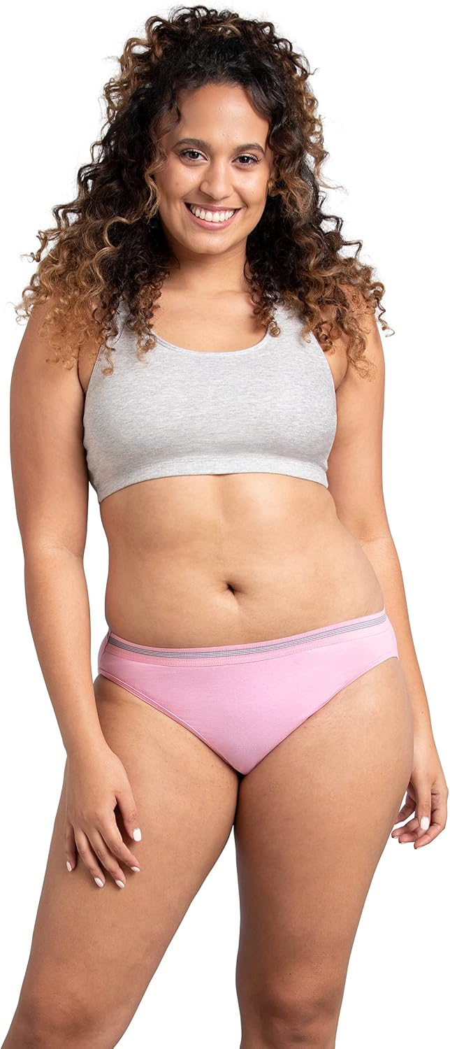 Fruit of The Loom Women's Underwear Cotton Fashion Assorted (10 Pack) Bikini Panty Multipack