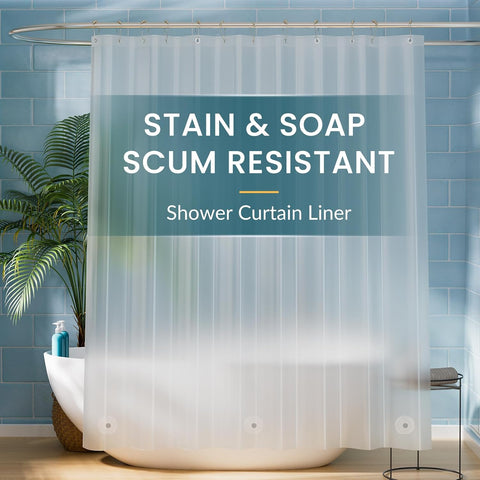 Titanker Extra Long Shower Curtain Liner 72 x 84 Plastic Frosted Shower Liner Waterproof Shower Curtain Liner PEVA Shower Curtains for Bathroom with Magnets and Rustproof Metal Grommets