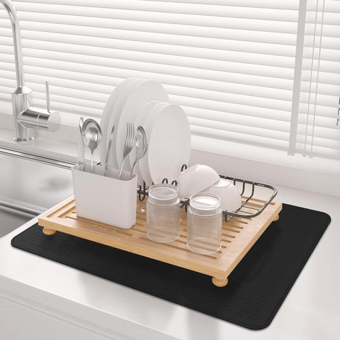 Stove Top Cover for Electric Stove- Range Covers for Electric Stove,Silicone XXL Dish Drying Mat, Glass Cooktop Covers, Flat RV Range top Mats (Black, 30"x21")