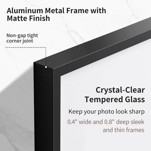 Fun Memories A2 Picture Frame Black, High End Metal 16.5 x 23.5 Poster Frames for Wall, A2 Photo Frame with Mat A3, Tempered Glass, 1 Pack