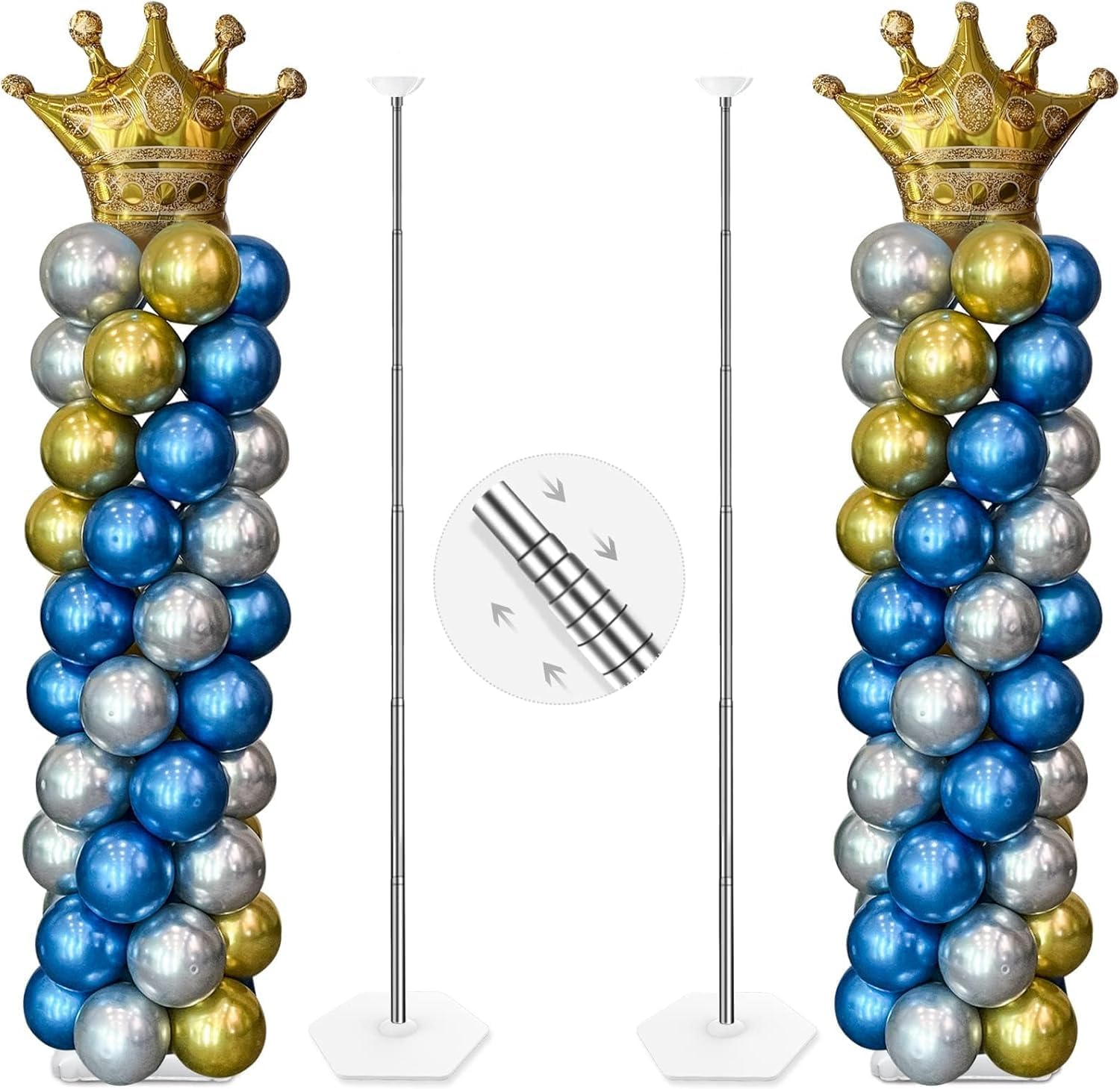 YALLOVE Set of 2 Up to 7-Ft Adjustable Metal Balloon Column Stands
