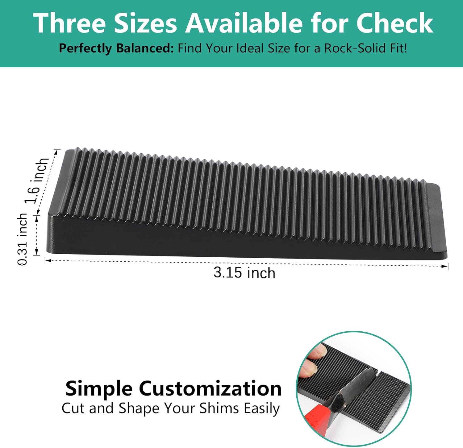 Furniture Leveler 12pcs Kit Size Variety | Multi-Purpose Rubber Shim for Leveling Feet Stable | Anti-Wobble Pad for Uneven Table, Dresser Leg, Toliet and More Furniture | Prevent from Wobbling