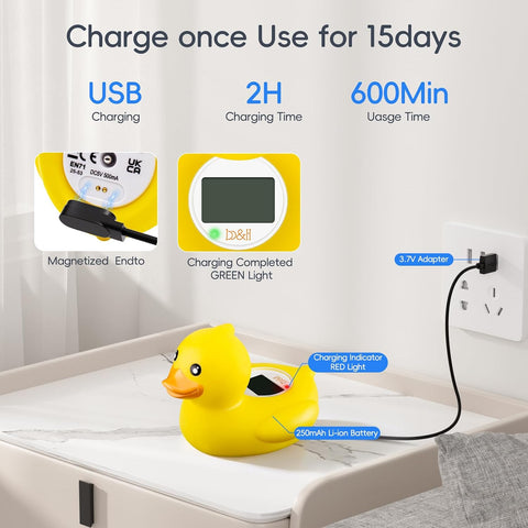 b&h Baby Bath Thermometer - USB Rechargeable (Classic Charging Duck)