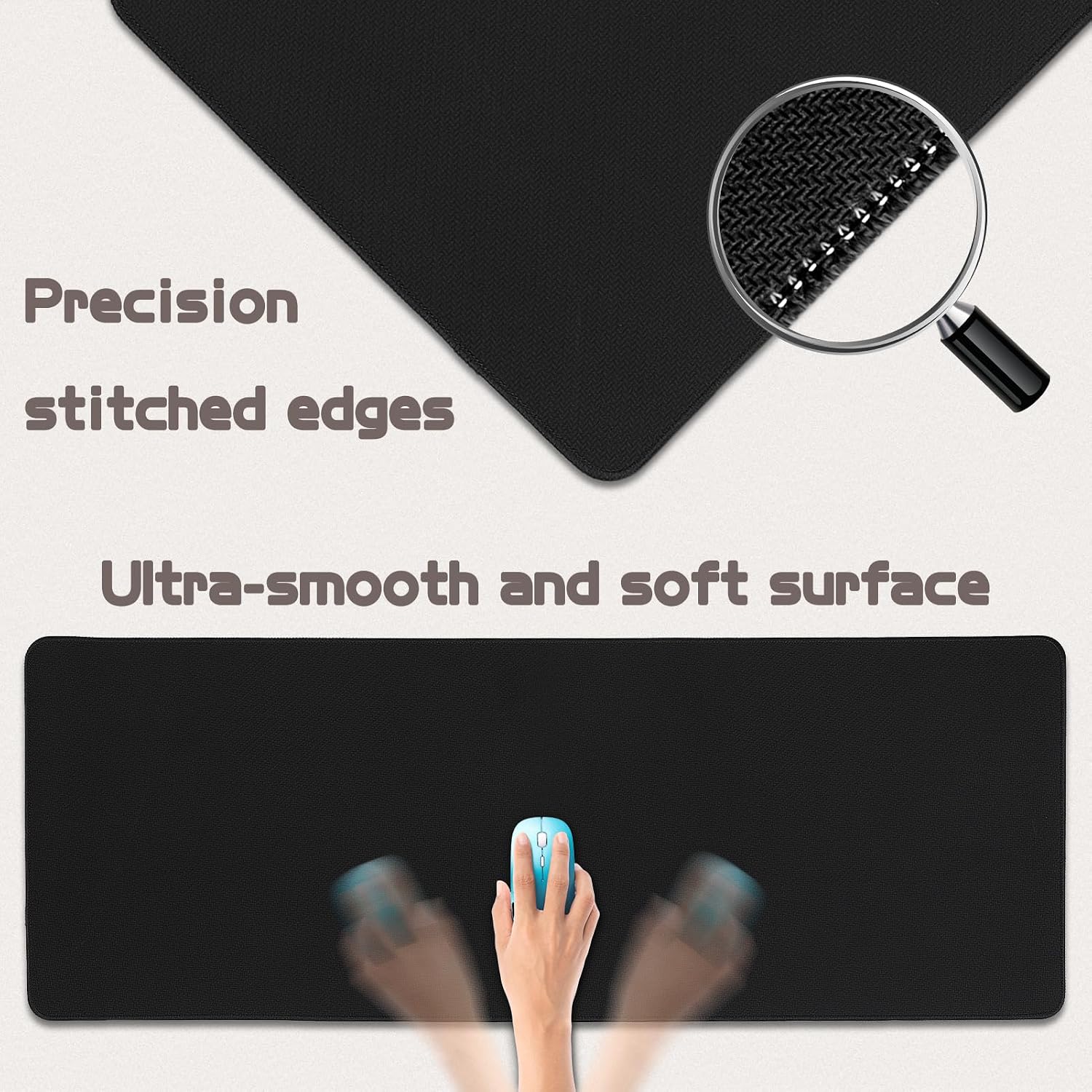 Mouse Pad Gaming - Desk Mat for Keyboard and Mouse - Black Large Mouse Pad for Desk, Mousepad (31.5 x 11.8inch) with Non-Slip Base, Desks Pad Mat for Gaming, Office and Home
