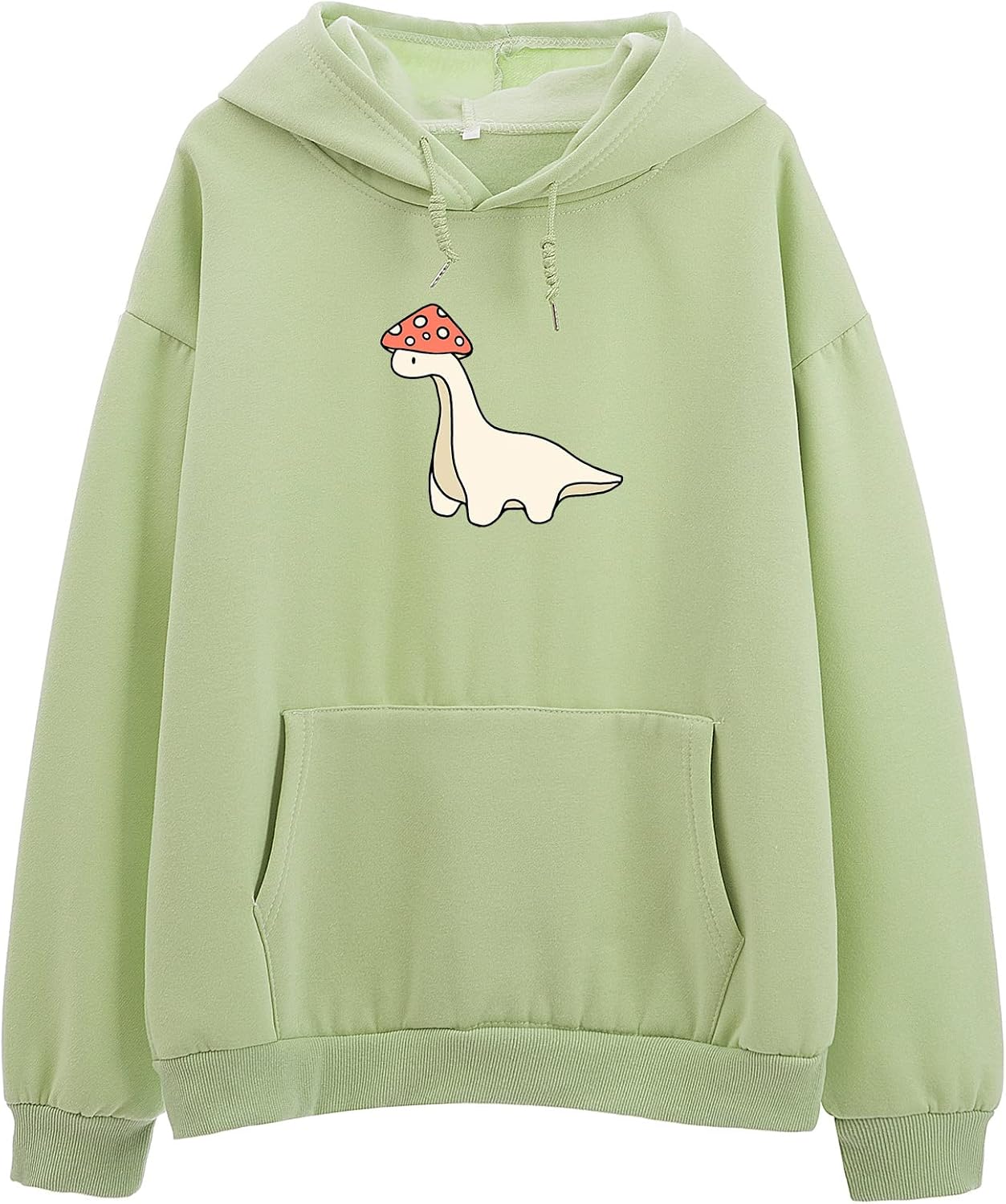 Oversized Cute Mushroom Dino Print Hoodies for Womens Kawaii Cartoon Sweatshirt Teen Cotton Fleece Sweaters