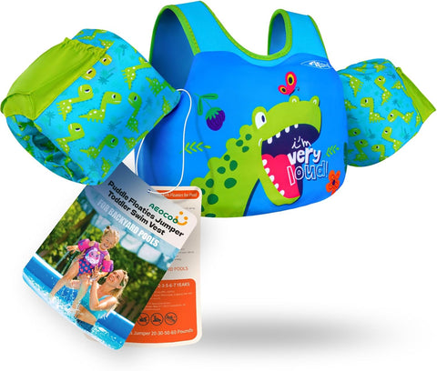 AEOCOO Puddle Float Jumper for Swiming, Toddler Swim Vest for Water Play, Pool Floats with Swimming Arm Floaties Swim Jacket & Water Wings for Kids Swimmies, Boys, Girls, Niños