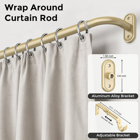 2 Pack Curtain Rod 36-88 Inch Gold Heavy Duty Window Curtain Rods